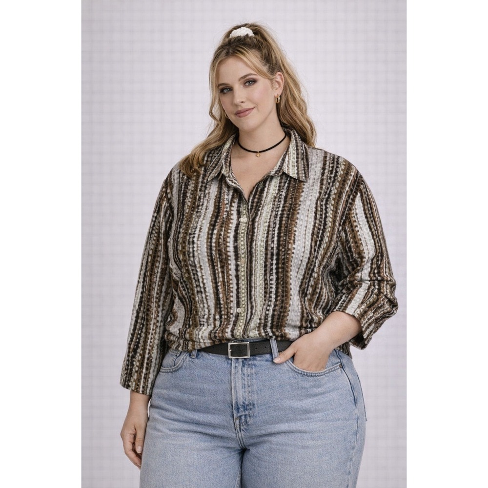 Vintage 90s Allison Daley Plus Satiny Button Up 20W